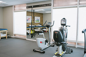 Exercise machines at physical therapy office